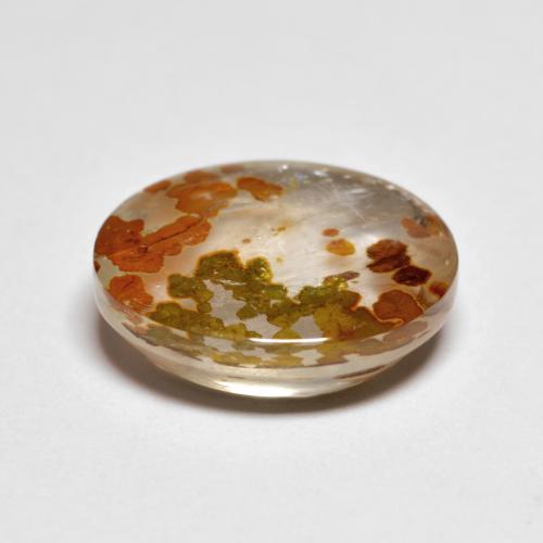 Quartz avec marcassite Multicolore naturelle Coupe ovale, 5.28 ct, Transparent