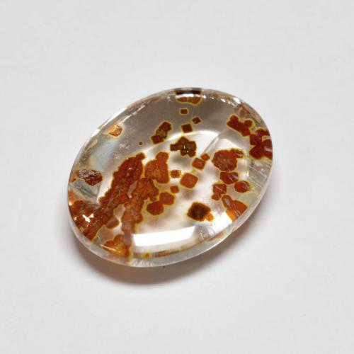 Quartz avec marcassite Multicolore naturelle Coupe ovale, 5.58 ct, Transparent