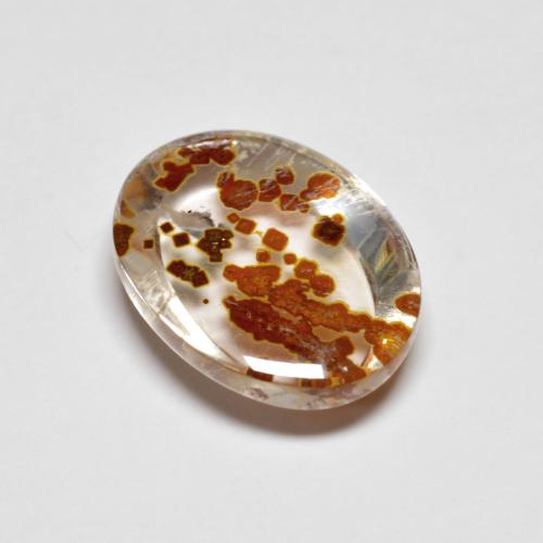 Quartz avec marcassite Multicolore naturelle Coupe ovale, 5.58 ct, Transparent