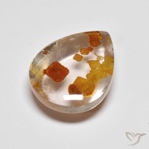 Quartz avec marcassite Multicolore naturelle En forme de poire, 9.42 ct, Transparent