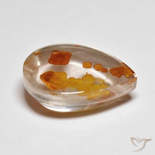 Quartz avec marcassite Multicolore naturelle En forme de poire, 9.42 ct, Transparent