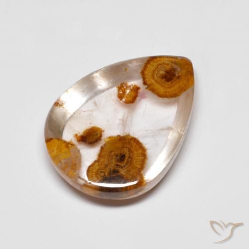 8.30ct Naturel Multicolore Quartz avec marcassite, En forme de poire, Transparent