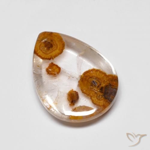 Quartz avec marcassite Multicolore naturelle En forme de poire, 8.30 ct, Transparent
