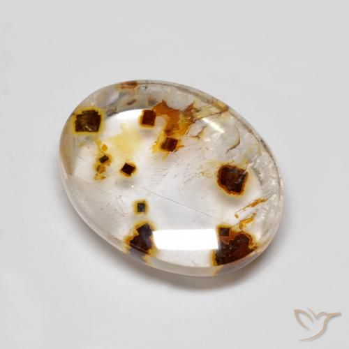 Quartz avec marcassite Multicolore naturelle ovale, 9.60 ct, Transparent