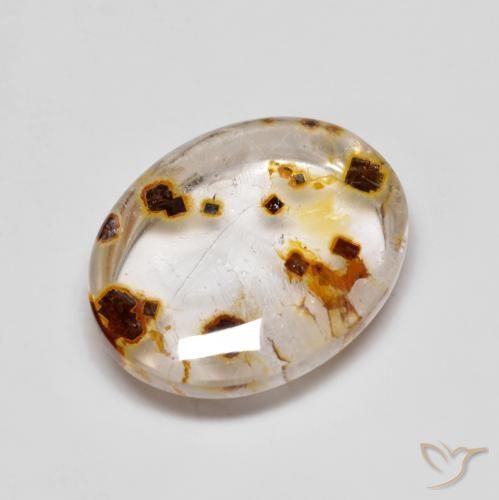 Quartz avec marcassite Multicolore naturelle ovale, 9.60 ct, Transparent