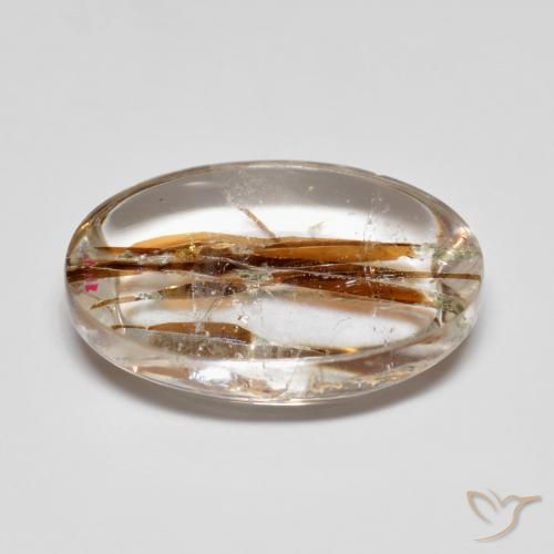 Quartz avec marcassite Multicolore naturelle ovale, 10.33 ct, Transparent