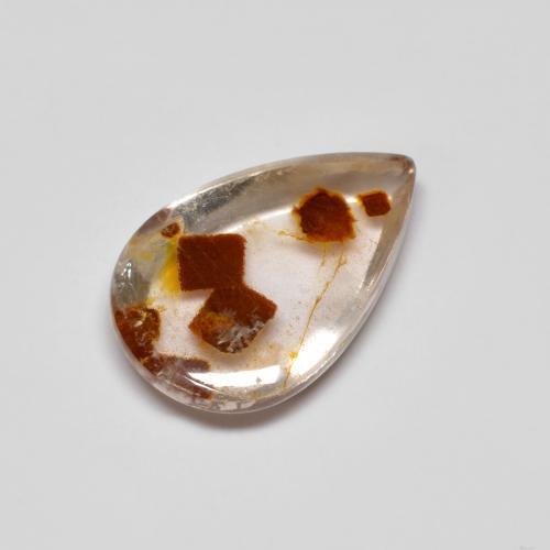 Quartz avec marcassite Multicolore naturelle En forme de poire, 3.45 ct, Transparent