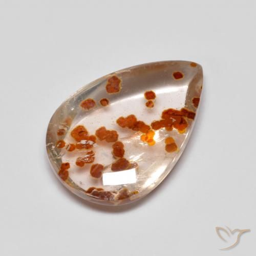 Quartz avec marcassite Multicolore naturelle En forme de poire, 6.01 ct, Transparent