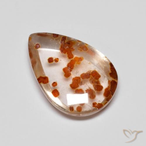 Quartz avec marcassite Multicolore naturelle En forme de poire, 6.01 ct, Transparent