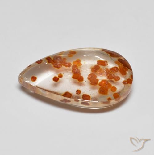 Quartz avec marcassite Multicolore naturelle En forme de poire, 6.01 ct, Transparent