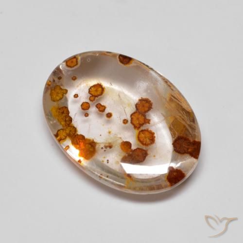5.58ct Naturel Multicolore Quartz avec marcassite, ovale, Transparent