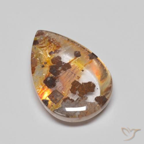 8.32ct Naturel Multicolore Quartz avec marcassite, En forme de poire, Transparent