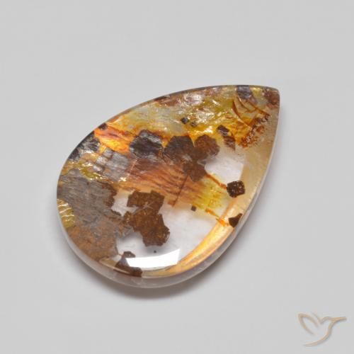 Quartz avec marcassite Multicolore naturelle En forme de poire, 8.32 ct, Transparent