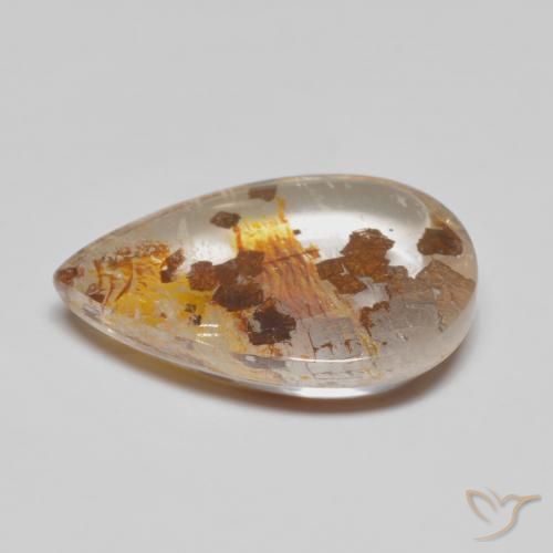 Quartz avec marcassite Multicolore naturelle En forme de poire, 8.32 ct, Transparent