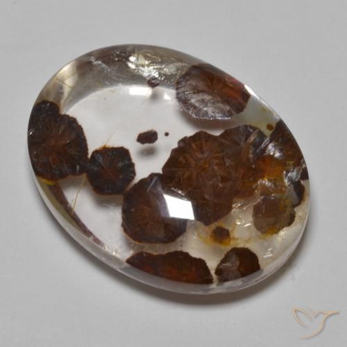 Quartz avec marcassite Multicolore naturelle ovale, 32.37 ct, Transparent