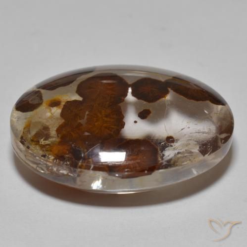 Quartz avec marcassite Multicolore naturelle ovale, 32.37 ct, Transparent