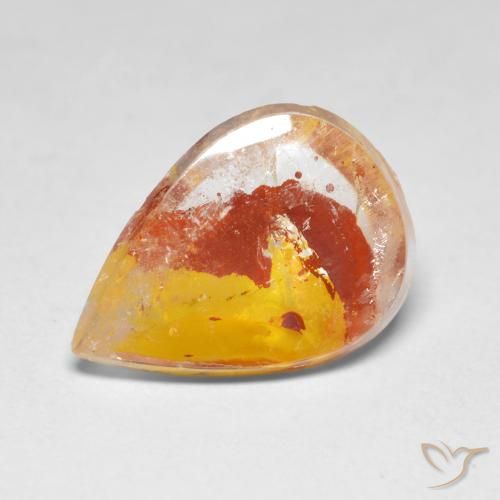 Quartz avec marcassite Multicolore naturelle En forme de poire, 5.50 ct, Transparent