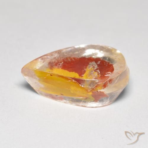 Quartz avec marcassite Multicolore naturelle En forme de poire, 5.50 ct, Transparent