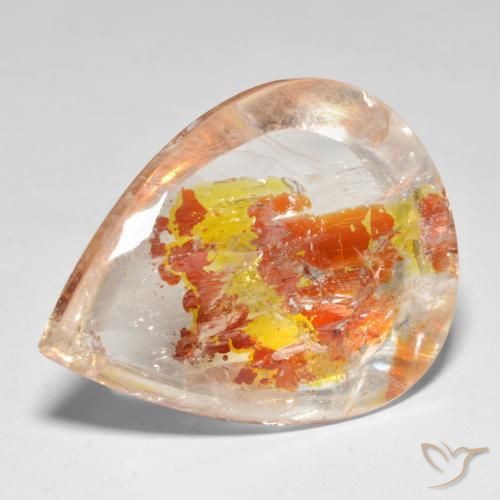 37.46ct Naturel Multicolore Quartz avec marcassite, En forme de poire, Transparent