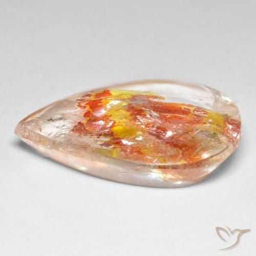 Quartz avec marcassite Multicolore naturelle En forme de poire, 37.46 ct, Transparent