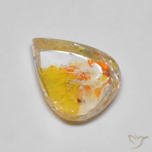 4.45ct Naturel Multicolore Quartz avec marcassite, En forme de poire, Transparent