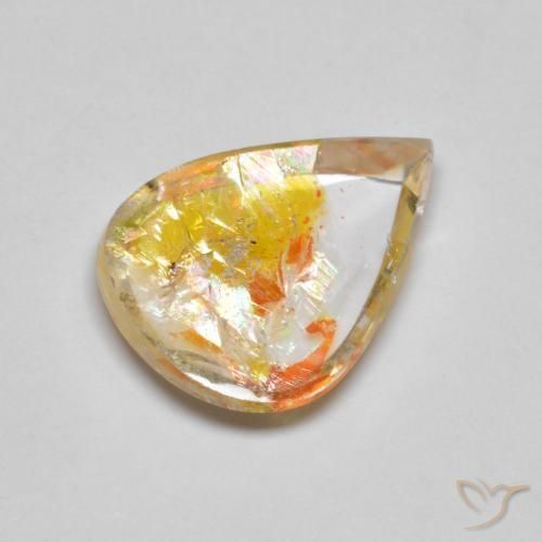 Quartz avec marcassite Multicolore naturelle En forme de poire, 4.45 ct, Transparent