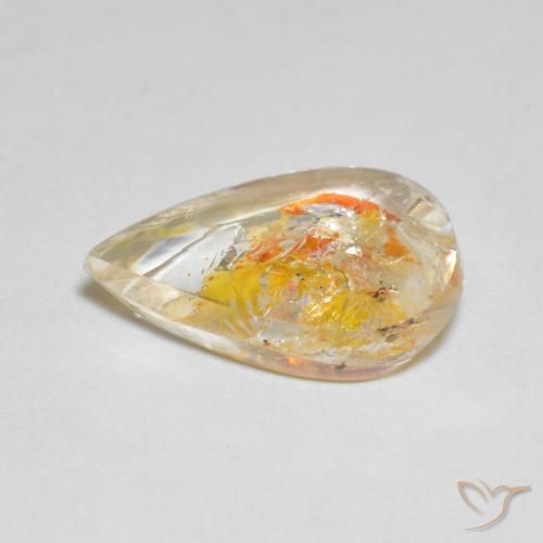Quartz avec marcassite Multicolore naturelle En forme de poire, 4.45 ct, Transparent