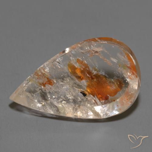14.58ct Naturel Multicolore Quartz avec marcassite, En forme de poire, Transparent