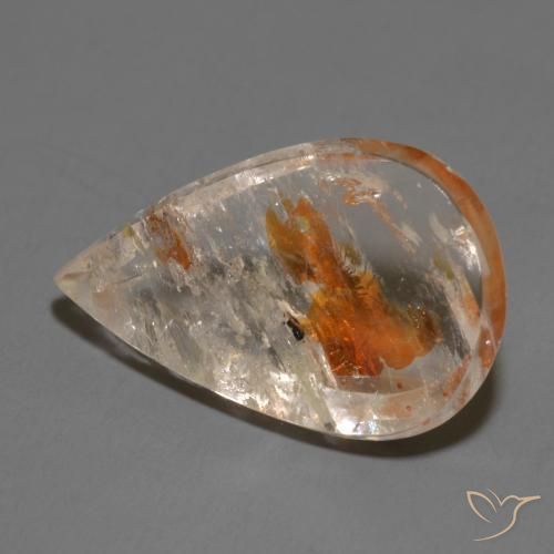 Quartz avec marcassite Multicolore naturelle En forme de poire, 14.58 ct, Transparent