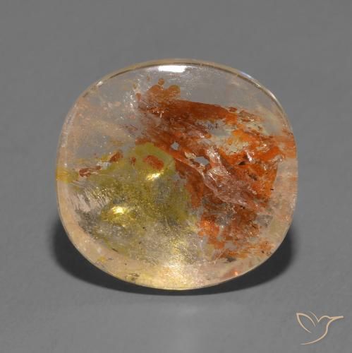 Quartz avec marcassite Multicolore naturelle Coussin, 11.47 ct, Transparent