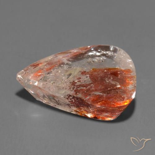 Quartz avec marcassite Multicolore naturelle En forme de poire, 18.57 ct, Transparent
