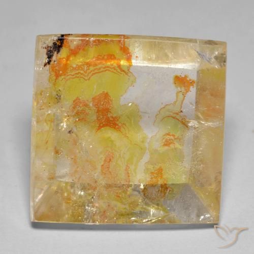 21.57ct Naturel Jaune doré Quartz avec marcassite, Carré, Transparent