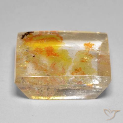 Quartz avec marcassite Jaune doré naturelle Carré, 21.57 ct, Transparent