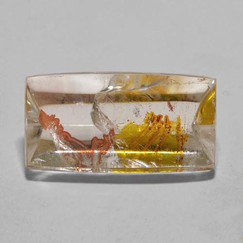 Quartz avec marcassite Jaune doré naturelle Baquette, 11.20 ct, Transparent