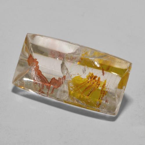 Quartz avec marcassite Jaune doré naturelle Baquette, 11.20 ct, Transparent