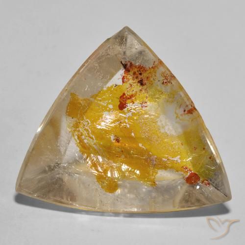 Quartz avec marcassite Jaune doré naturelle Trillion, 27.02 ct, Transparent