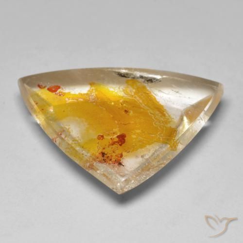Quartz avec marcassite Jaune doré naturelle Trillion, 27.02 ct, Transparent