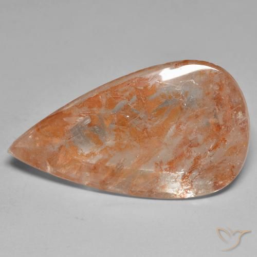 26.01ct Naturel Orange rougeâtre Quartz avec marcassite, En forme de poire, Transparent