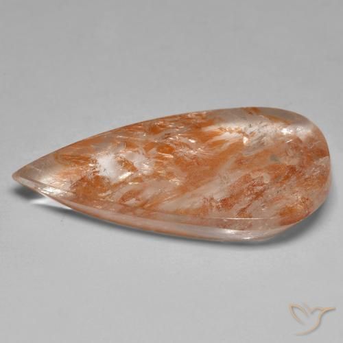 Quartz avec marcassite Orange rougeâtre naturelle En forme de poire, 26.01 ct, Transparent