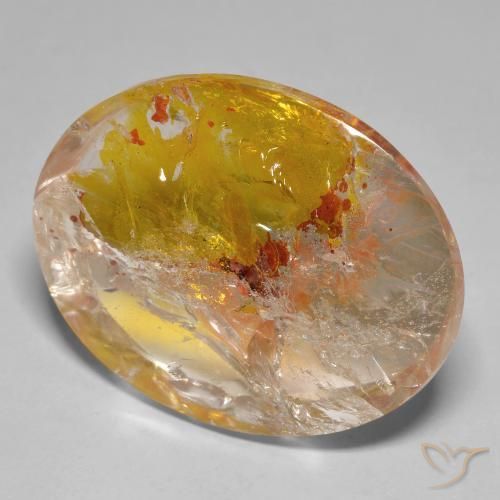 Quartz avec marcassite Multicolore naturelle ovale, 44.84 ct, Transparent