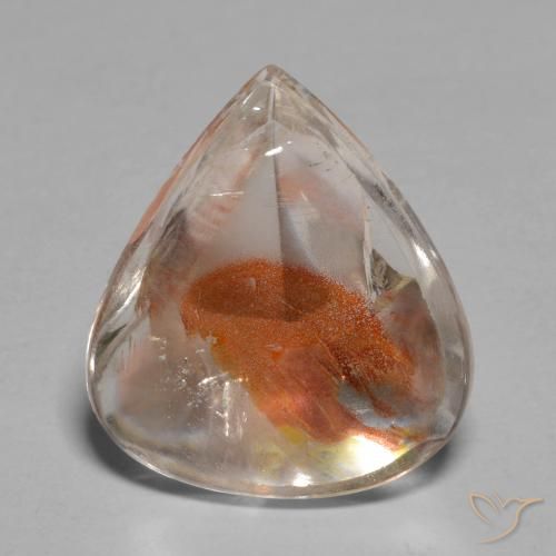Quartz avec marcassite Multicolore naturelle En forme de poire, 6.17 ct, Transparent