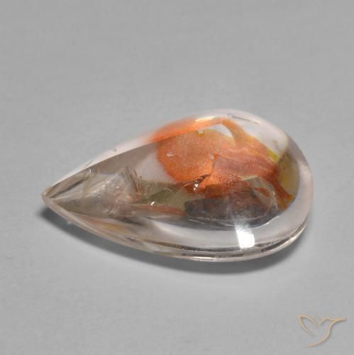 Quartz avec marcassite Multicolore naturelle En forme de poire, 6.17 ct, Transparent