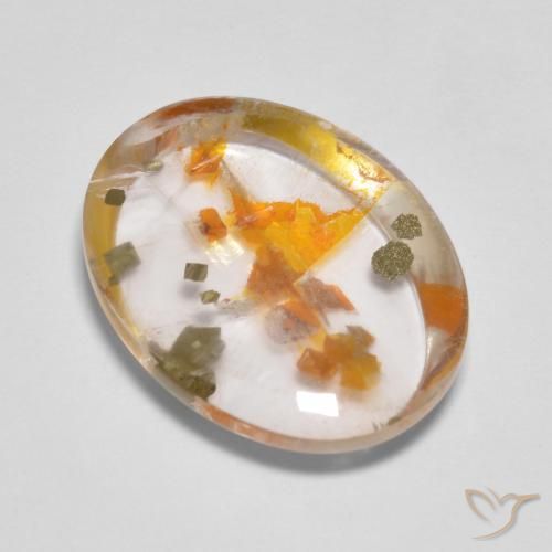 Quartz avec marcassite Multicolore naturelle ovale, 9.89 ct, Transparent