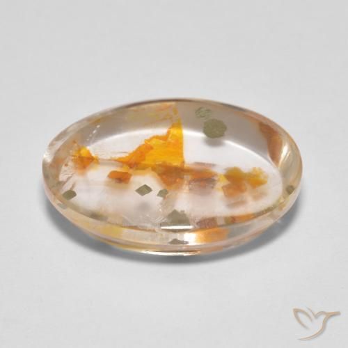 Quartz avec marcassite Multicolore naturelle ovale, 9.89 ct, Transparent