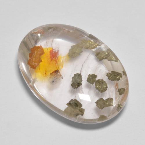 Quartz avec marcassite Multicolore naturelle Coupe ovale, 17.03 ct, Transparent