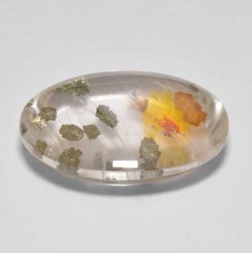 Quartz avec marcassite Multicolore naturelle Coupe ovale, 17.03 ct, Transparent
