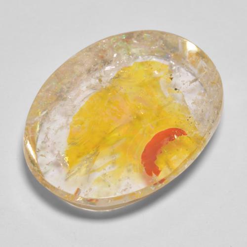 Quartz avec marcassite doré naturelle coupe ovale, 22,71 ct, transparent