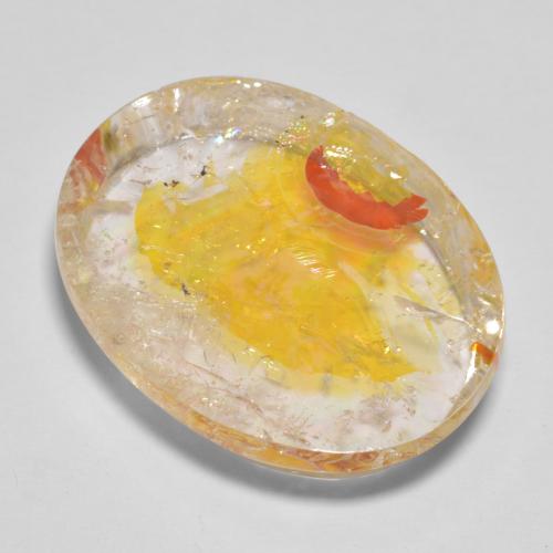 Quartz avec marcassite doré naturelle coupe ovale, 22,71 ct, transparent
