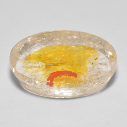 Quartz avec marcassite doré naturelle coupe ovale, 22,71 ct, transparent