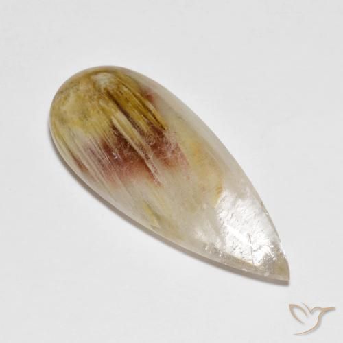 21.71ct Naturel Multicolore Quartz avec marcassite, En forme de poire, Transparent